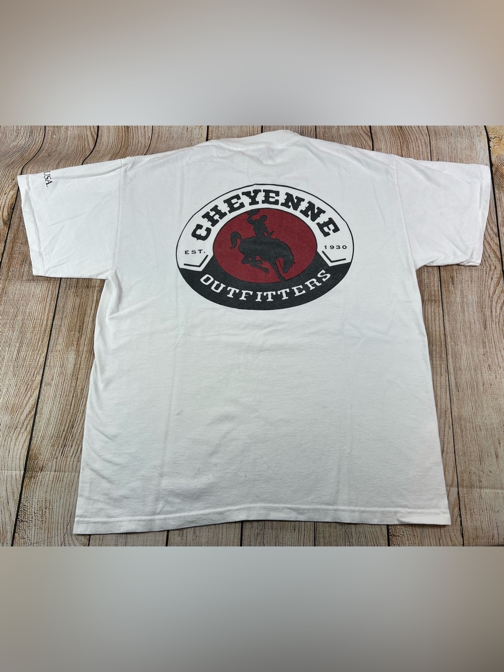 Vintage 90s Cheyenne Outfitters First USA Cowboy Horse Western White T Shirt XL